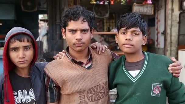 Three Indian boys standing — Stock Video