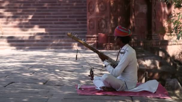 Homem indiano tocando música — Vídeo de Stock