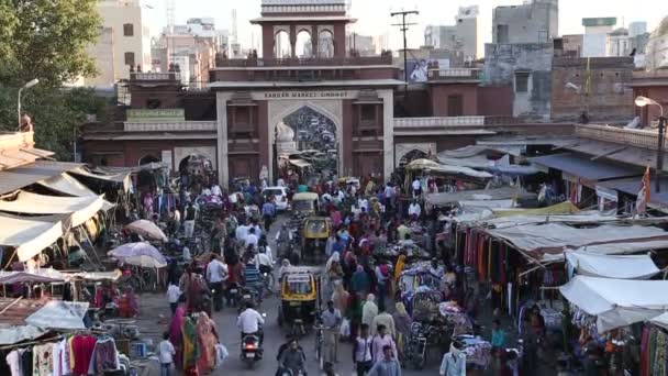 Оживленная улица в Джодхпуре — стоковое видео