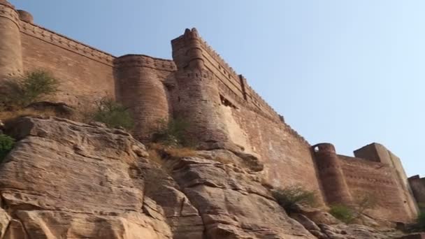 Mehrangarh fuerte paredes al aire libre . — Vídeo de stock