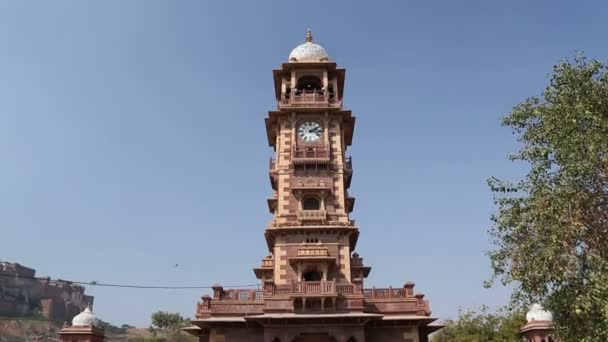 Torre do relógio em Jodhpur . — Vídeo de Stock