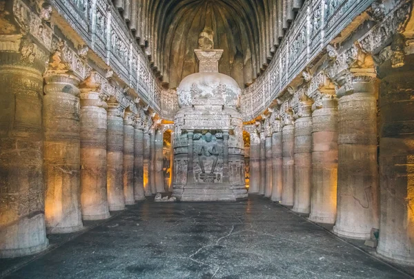 Chaitya-griha or prayer hall — 图库照片