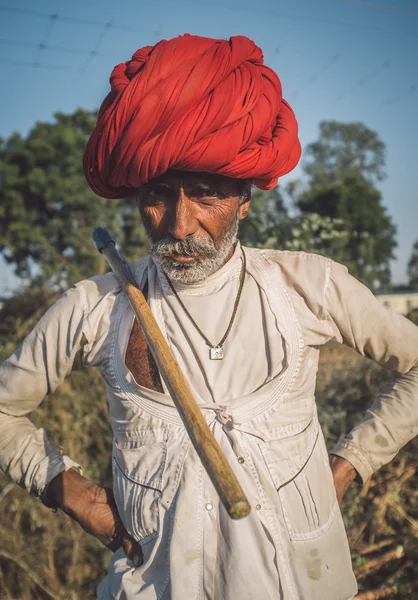 Elderly Rabari tribesman stands — Stok fotoğraf