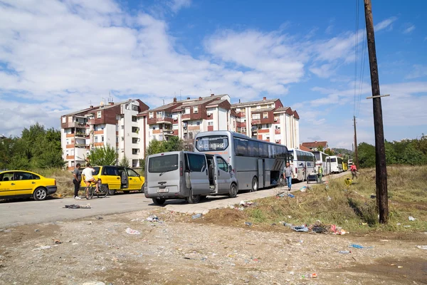 Autocarros para o transporte de imigrantes — Fotografia de Stock