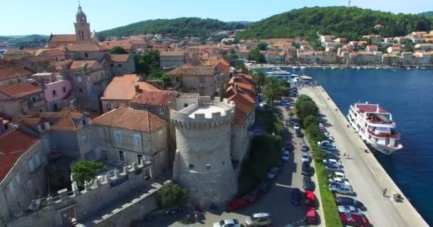 Fuerte en la ciudad de Korcula, Croacia — Vídeo de stock