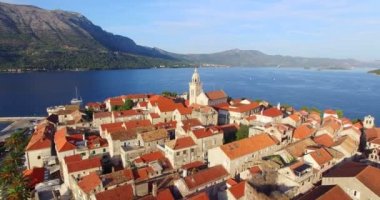 roofs in city of Korcula, Croatia