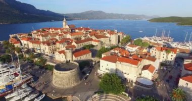 Aerial view of old fortress in Korcula, Croatia