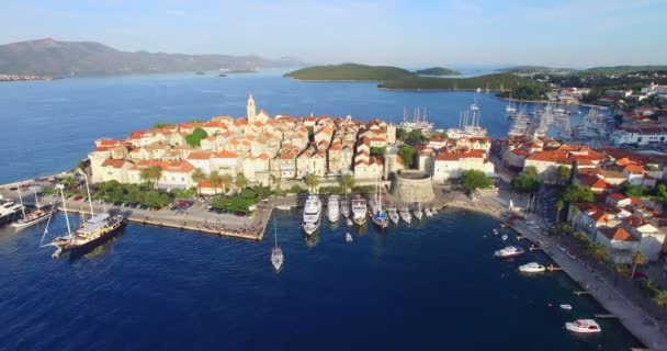 Harbour in city of Korcula, Croatia — Stock Video