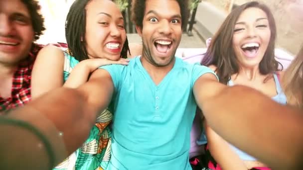 Cinq amis prenant selfie — Video