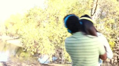 müzik kulaklık ile Çift