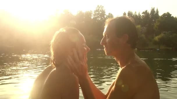 Man touching woman's face — Stock Video