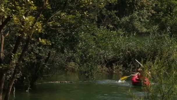 男人和女人骑独木舟 — 图库视频影像