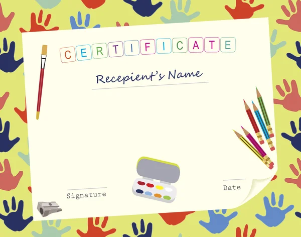 Child Painting Course Certificate Stock Vector