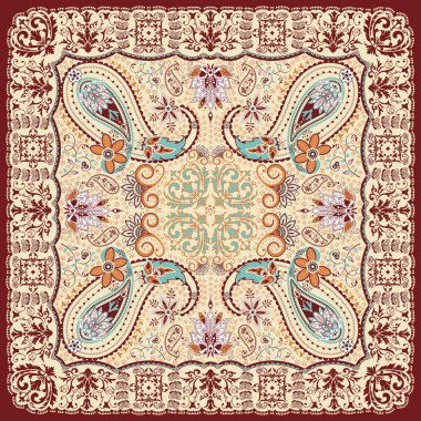 Paisley çiçek atkı tasarımı