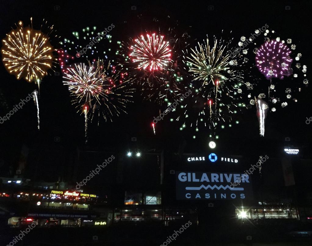 A Chase Field fireworks show, downtown Phoenix, Arizona Stock