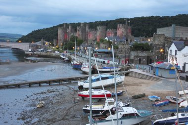 Conwy Castle Galler'de bir akşam