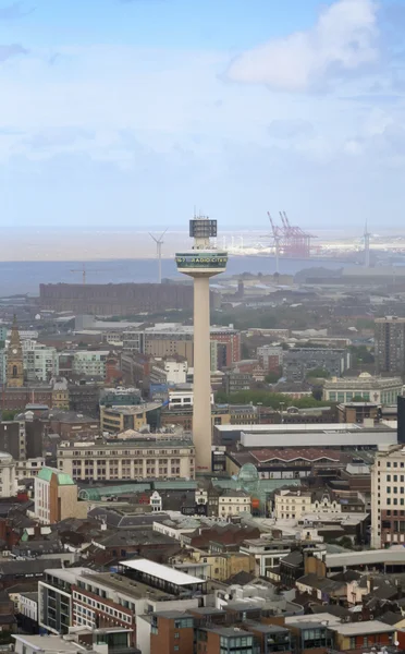 Une Vue Aérienne De Liverpool Regardant Le Nord-Ouest — Photo