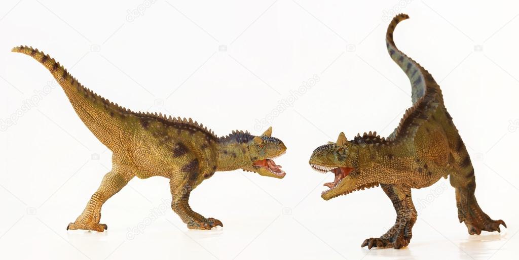 A Carnotaurus Dinosaur Duel, Meat Eating Bulls — Stock Photo © neilld