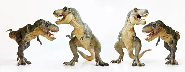 beyaz zemin üzerinde bir tyrannosaurus quartet