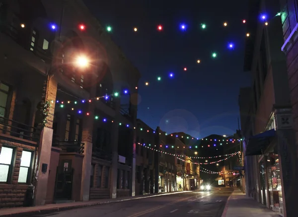 A Late Night in Bisbee During the Holidays — Stock Photo, Image