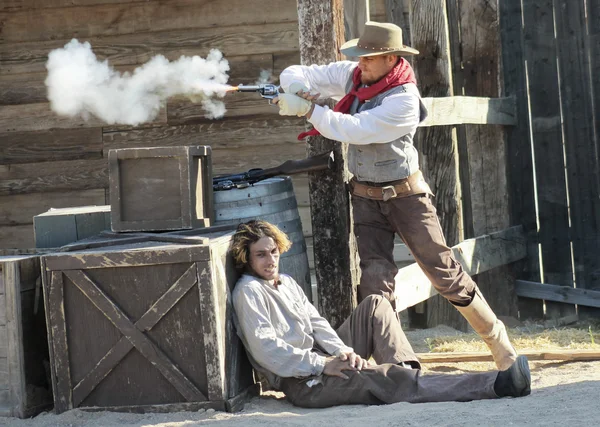 En eldstrid på Old Tucson, Tucson, Arizona — Stockfoto