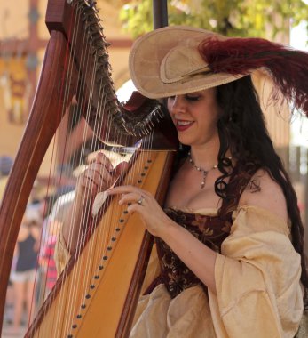 A Beautiful Harpist at the Arizona Renaissance Festival clipart