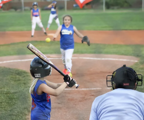 A Summerlin Little League Girls Softball Game — Stok fotoğraf