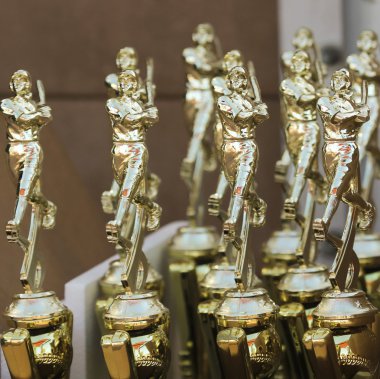 A Set of Ten Shiny Baseball Trophies