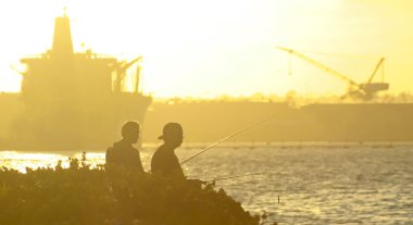 Bir çift balık günbatımı, deniz temel Coronado, San Diego
