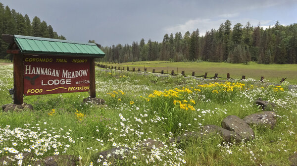A Hannagan Meadow Lodge Sign Near Alpine, Arizona