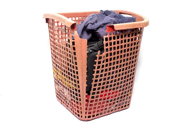 Plastic Basket Cloth White Background — Stock Photo, Image