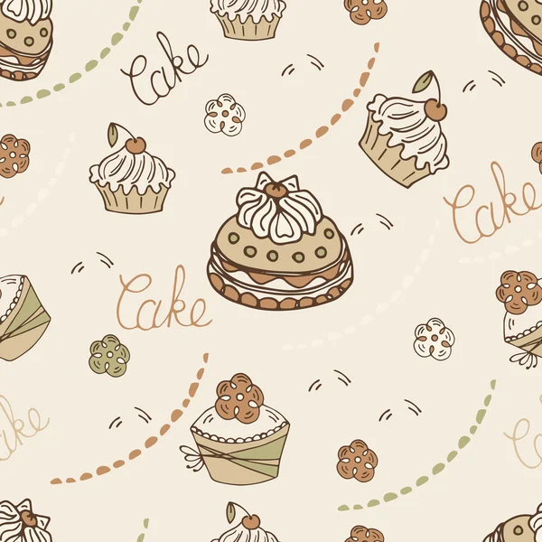 Sans couture des gâteaux de couleur dessinés à la main — Image vectorielle