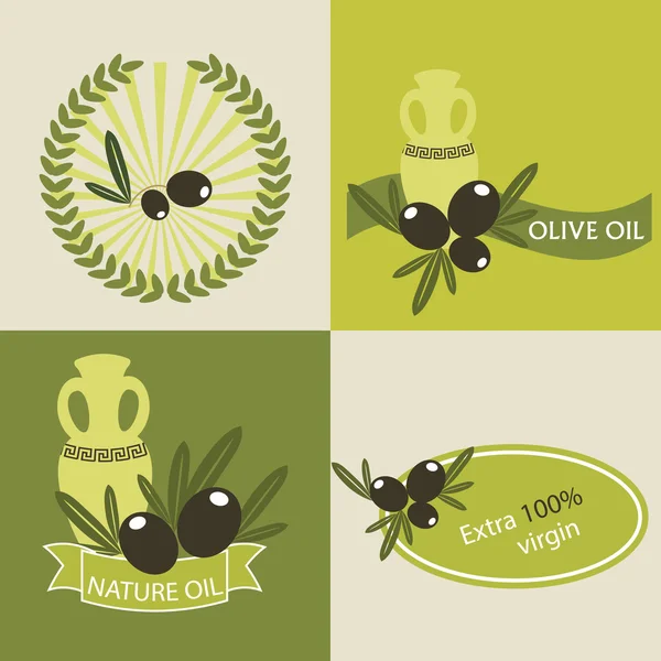 Reihe von Olivenöl-Logos — Stockvektor