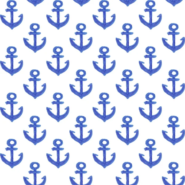 Watercolor anchor pattern — Stock Vector