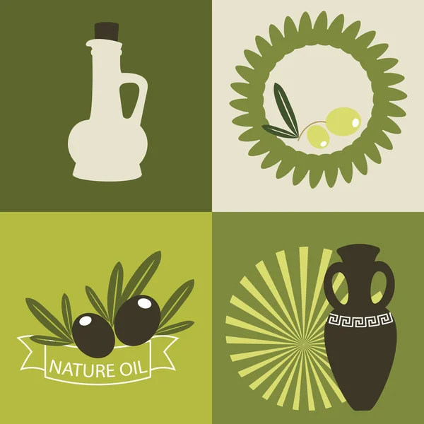 Reihe von Olivenöl-Logos — Stockvektor