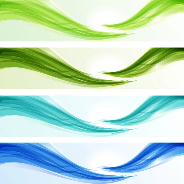 Set of glossy ecological wave banners — Stock Vector