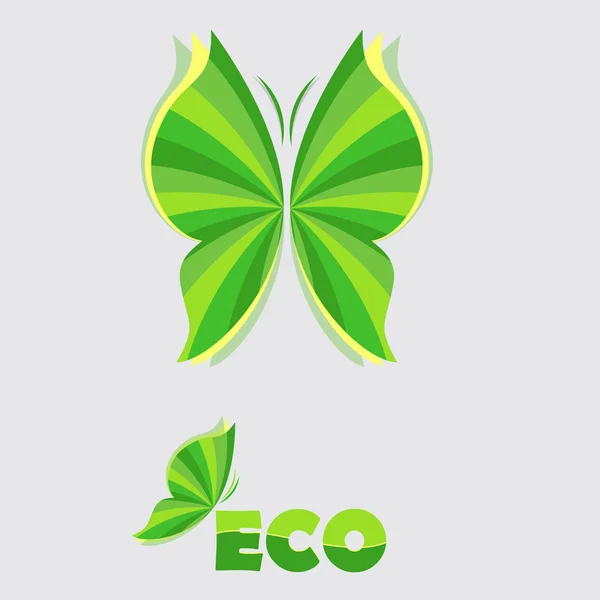 Eco logo - dva zelené motýli — Stockový vektor