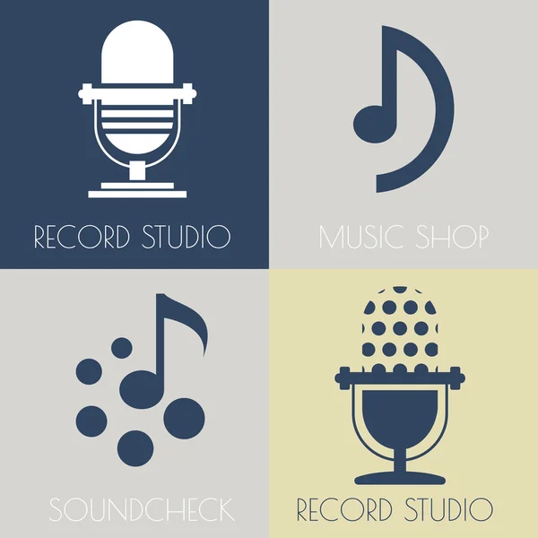 Set of music flat logos — Stock Vector