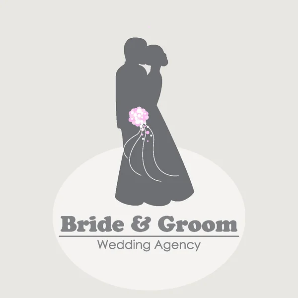 Λογότυπο με σιλουέτες των ευτυχισμένη νύφη και τον γαμπρό — Διανυσματικό Αρχείο