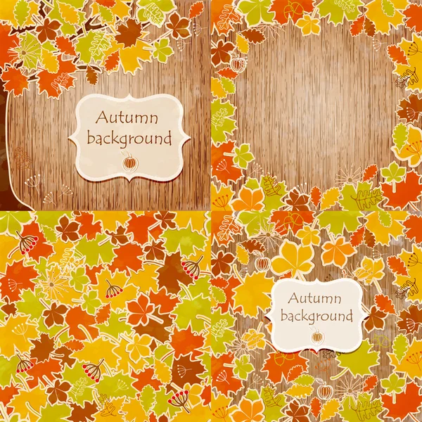 Set of autumn leaves backgrounds. — Wektor stockowy