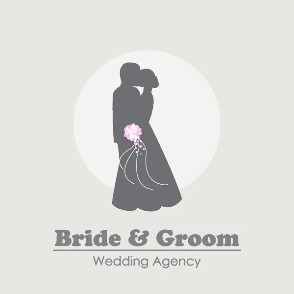 Logo met silhouetten van gelukkige bruid en bruidegom — Stockvector