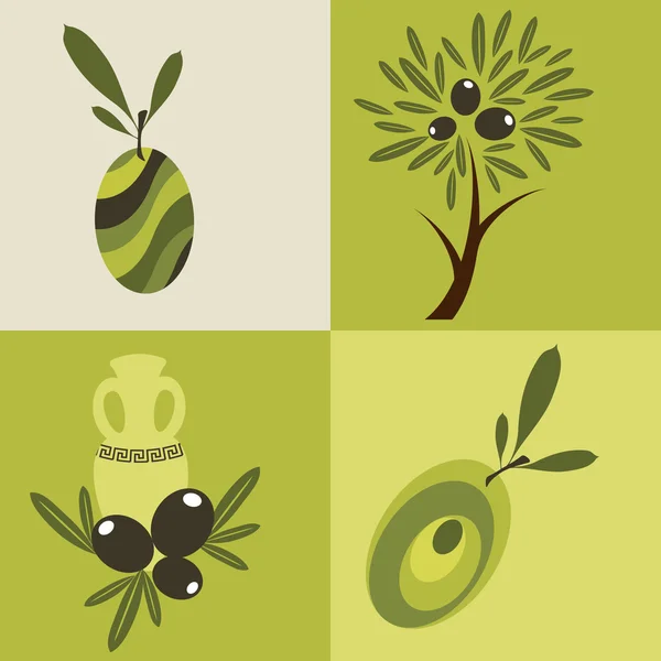 Set van olijfolie logo 's — Stockvector
