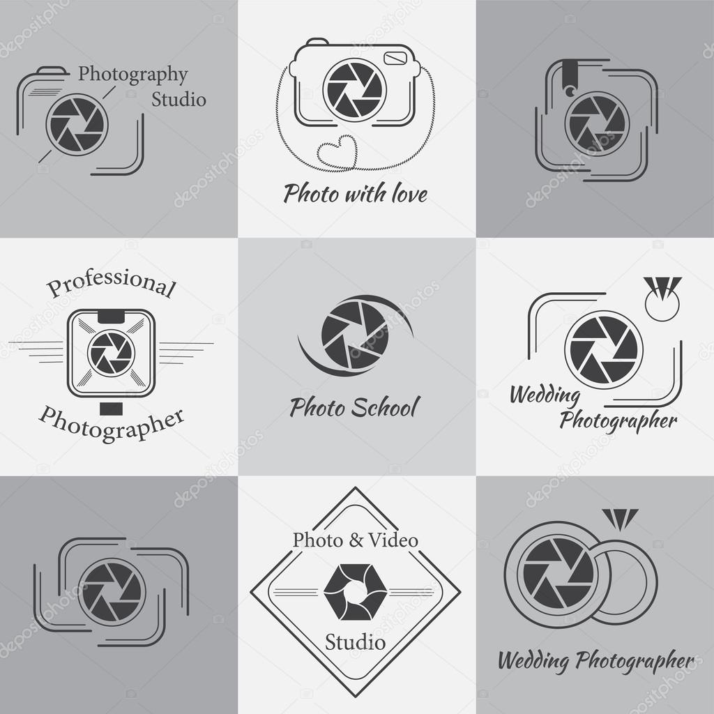 Vector collection of photography logo templates. Photocam logotypes.Photography Logos, Badges and Labels Design Elements set. Modern mass media icons. Photo labels.