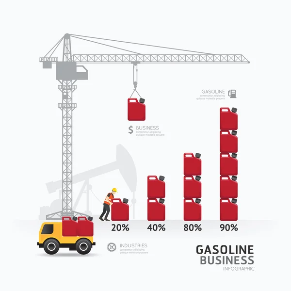 Diseño de plantilla de gráfico de gasolina de negocios infografía. edificio a — Archivo Imágenes Vectoriales