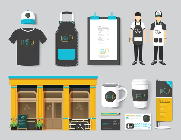 Vector restaurante cafe set shop, design frontal —  Vetores de Stock