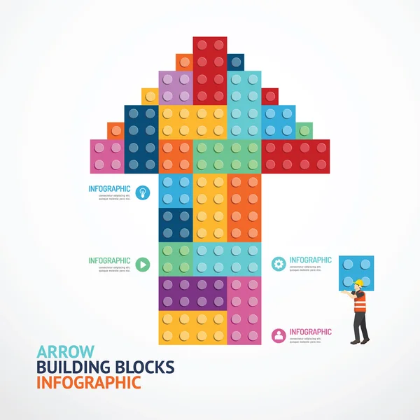 Modelo infográfico com forma de seta blocos de construção banner — Vetor de Stock