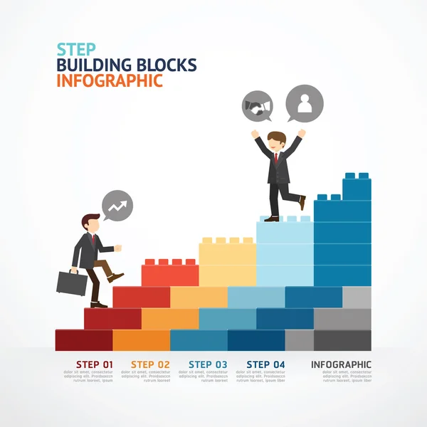 Infografica Template step building blocks banner. concetto vettoriale — Vettoriale Stock