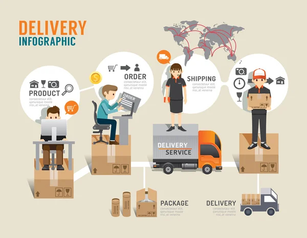 El concepto de e-shoppinh de negocios servicio infográfico paso al éxito — Archivo Imágenes Vectoriales