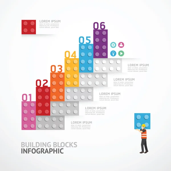 Infographic Template step building blocks banner. концепция — стоковый вектор