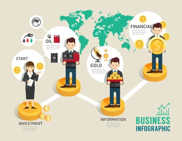 Business investment fonds brettspiel flat line icons konzept infografik — Stockvektor